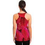Red Leaf Print Women's Racerback Tank Top