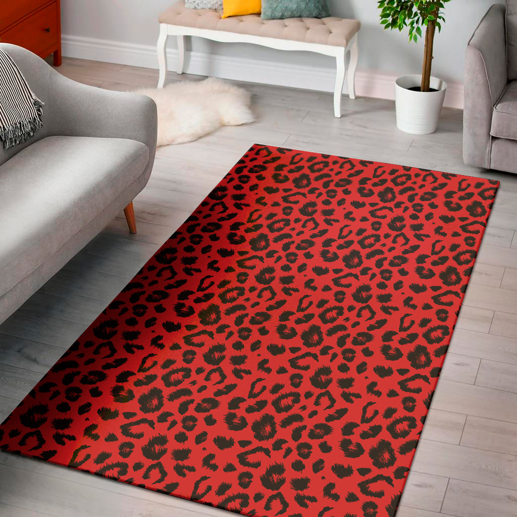 Red Leopard Print Area Rug