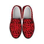 Red Leopard Print Black Slip On Shoes