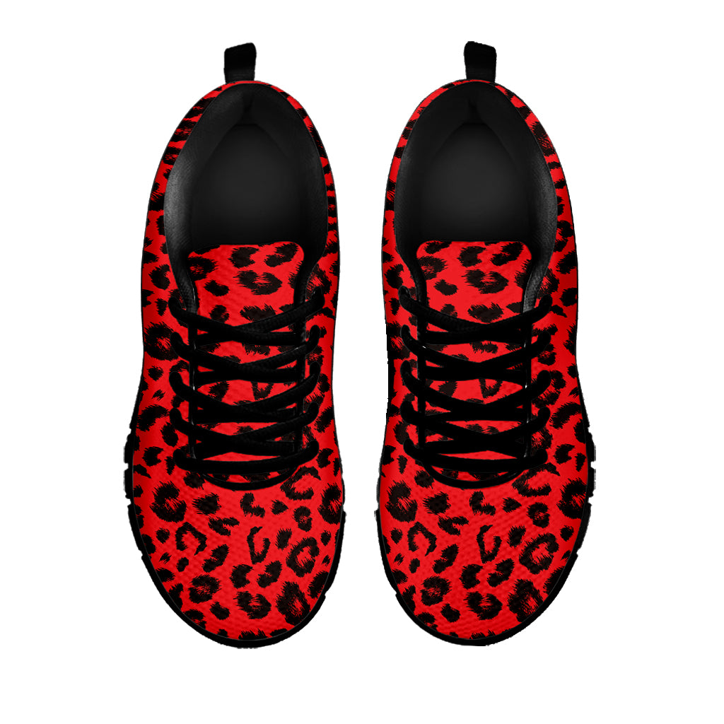 Red Leopard Print Black Sneakers