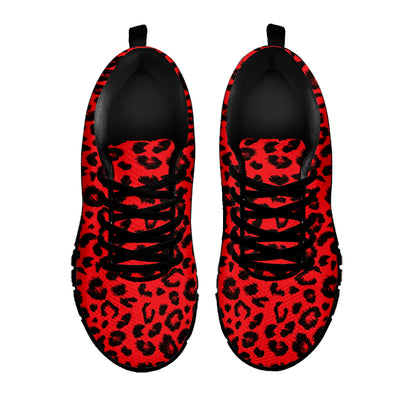 Red Leopard Print Black Sneakers