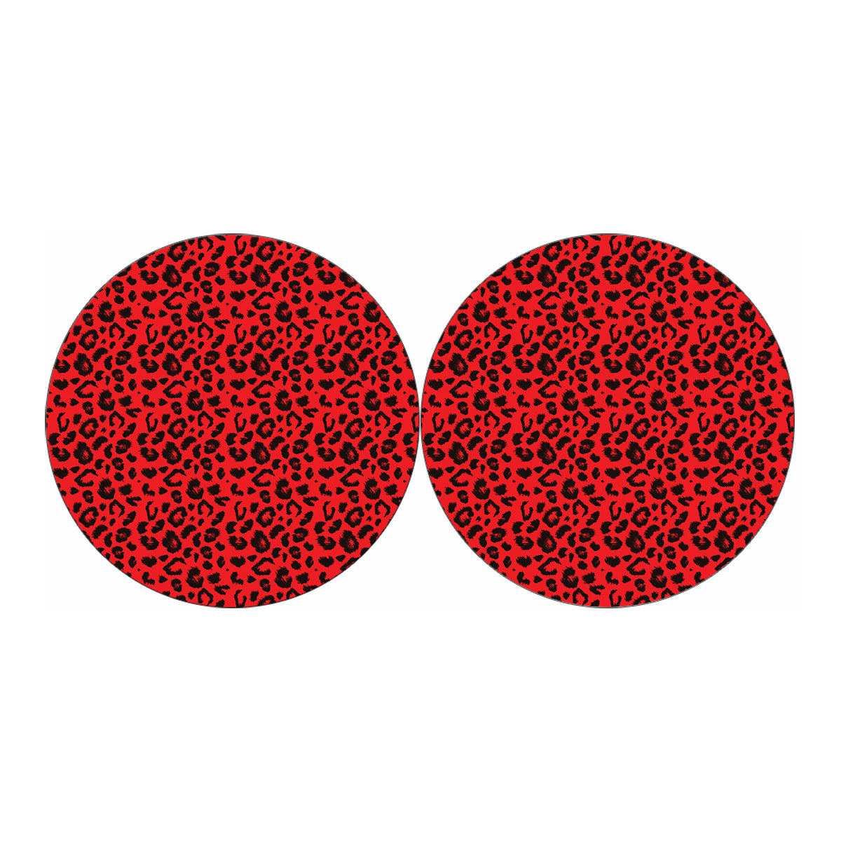 Red Leopard Print Car Coasters