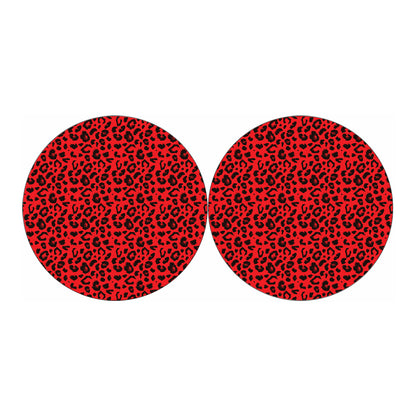 Red Leopard Print Car Coasters
