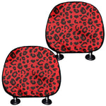 Red Leopard Print Car Headrest Covers
