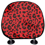 Red Leopard Print Car Headrest Covers