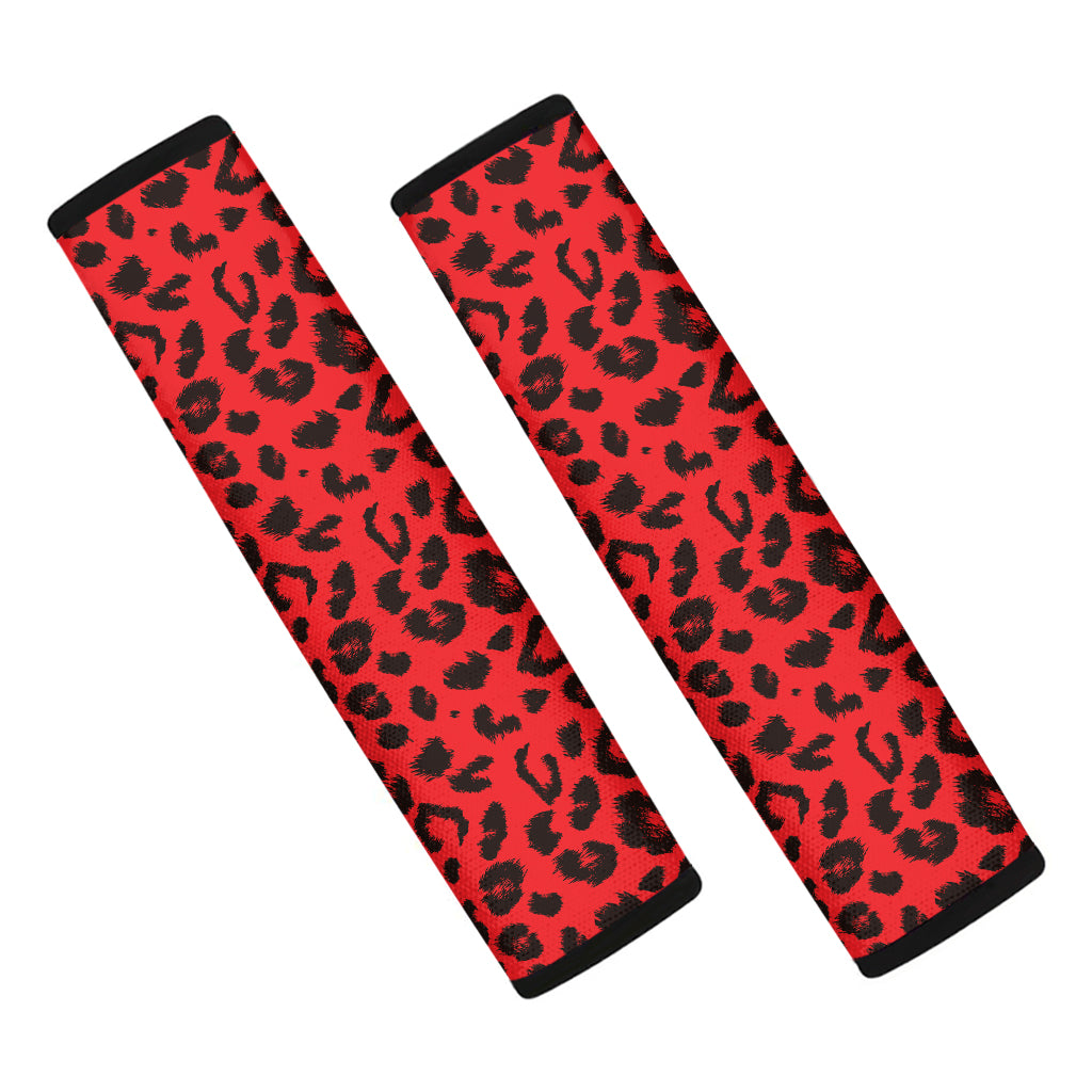 Red Leopard Print Car Seat Belt Covers