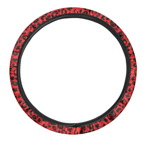 Red Leopard Print Car Steering Wheel Cover