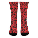 Red Leopard Print Crew Socks