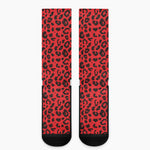 Red Leopard Print Crew Socks