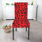 Red Leopard Print Dining Chair Slipcover