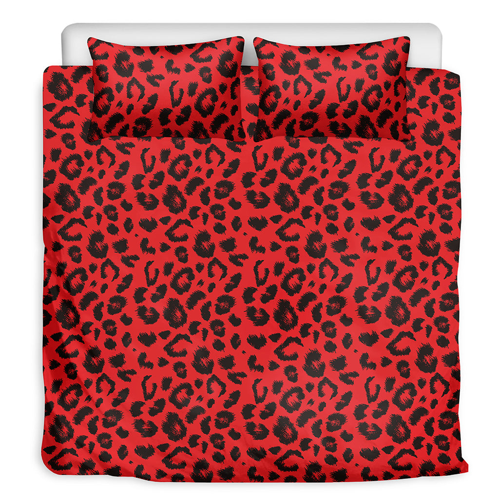 Red Leopard Print Duvet Cover Bedding Set