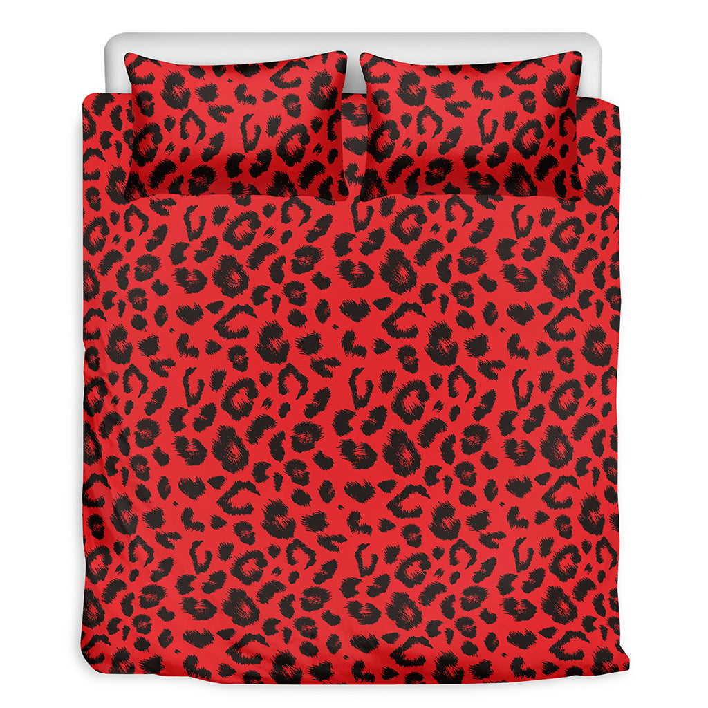 Red Leopard Print Duvet Cover Bedding Set