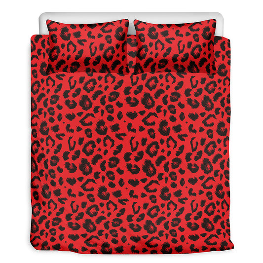 Red Leopard Print Duvet Cover Bedding Set