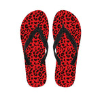 Red Leopard Print Flip Flops