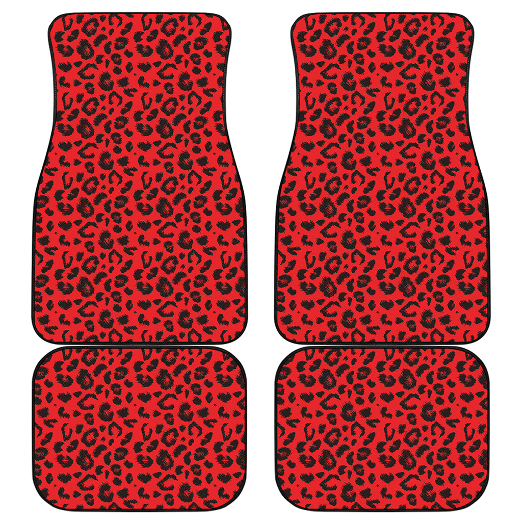 Red Leopard Print Front and Back Car Floor Mats
