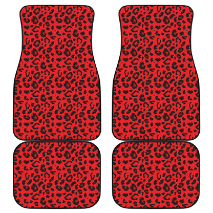 Red Leopard Print Front and Back Car Floor Mats