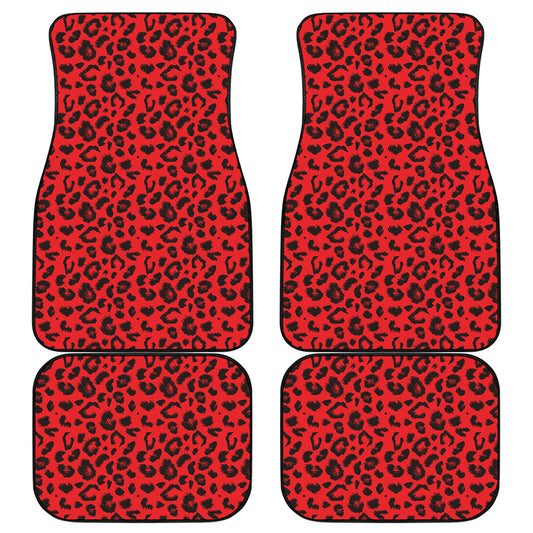 Red Leopard Print Front and Back Car Floor Mats