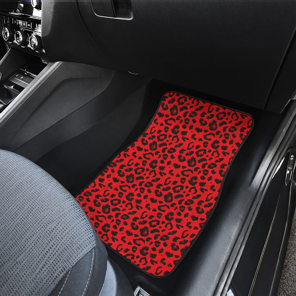 Red Leopard Print Front and Back Car Floor Mats