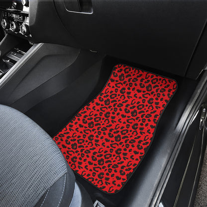 Red Leopard Print Front and Back Car Floor Mats