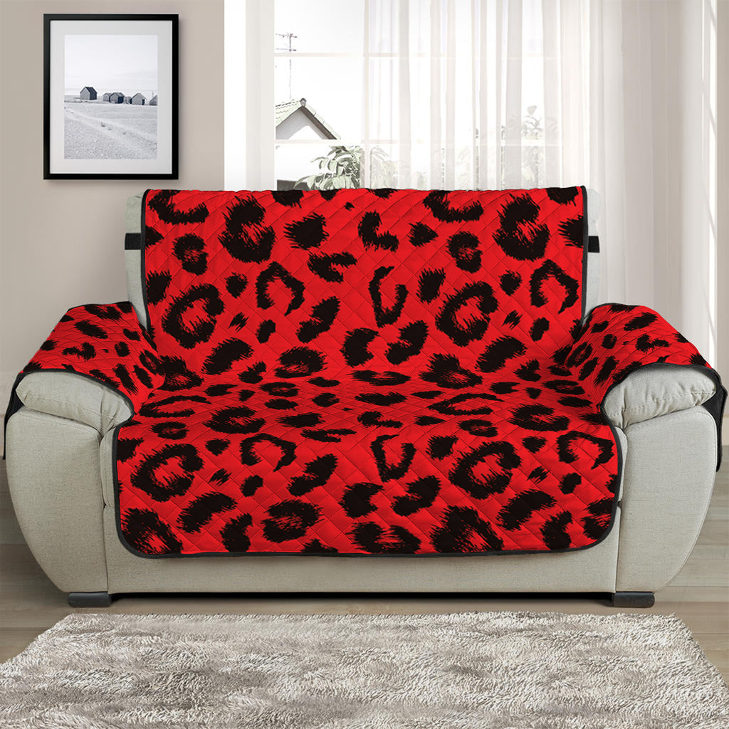 Red Leopard Print Half Sofa Protector