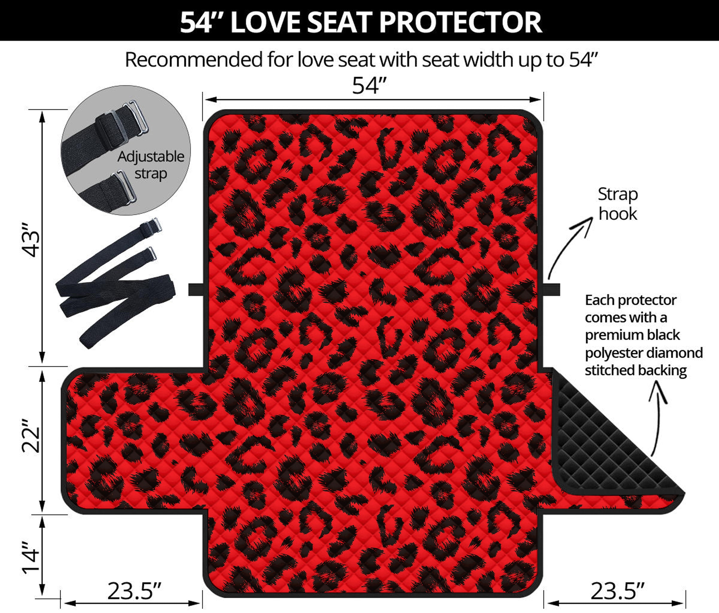 Red Leopard Print Loveseat Protector