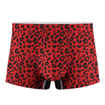 Red Leopard Print Men's Boxer Briefs