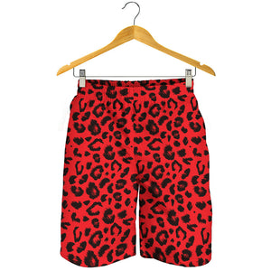 Red Leopard Print Men's Shorts
