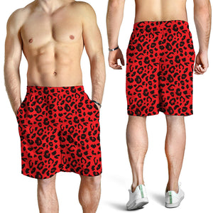 Red Leopard Print Men's Shorts