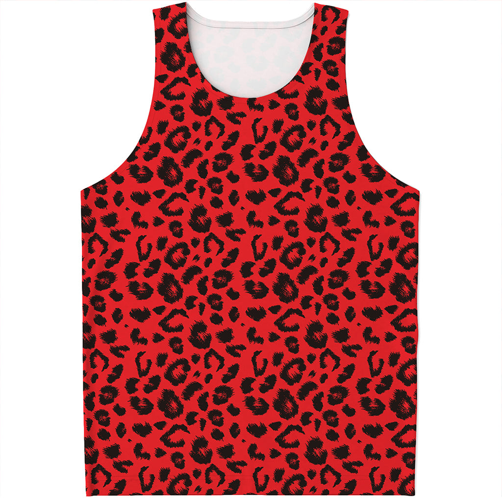 Red Leopard Print Men's Tank Top