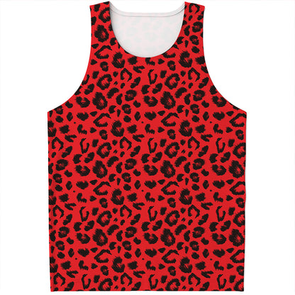 Red Leopard Print Men's Tank Top