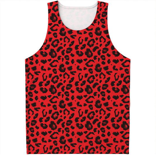 Red Leopard Print Men's Tank Top