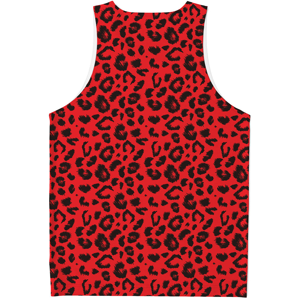 Red Leopard Print Men's Tank Top