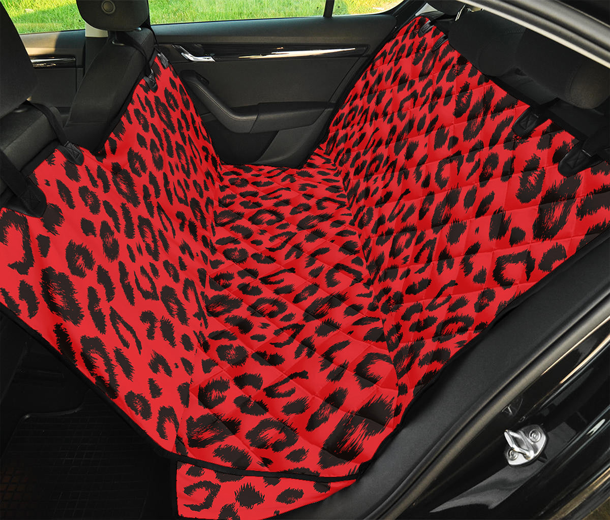 Red Leopard Print Pet Car Back Seat Cover