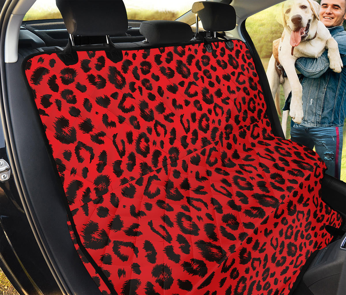 Red Leopard Print Pet Car Back Seat Cover