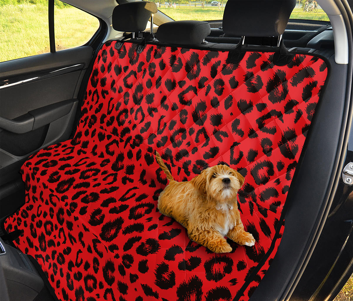 Red Leopard Print Pet Car Back Seat Cover