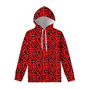 Red Leopard Print Pullover Hoodie