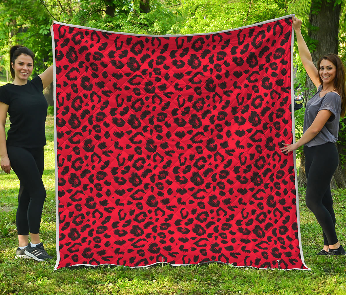 Red Leopard Print Quilt