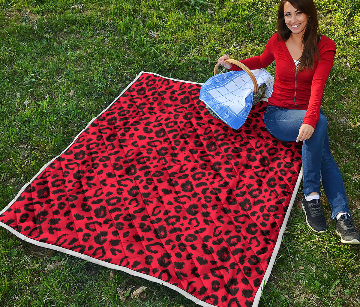 Red Leopard Print Quilt