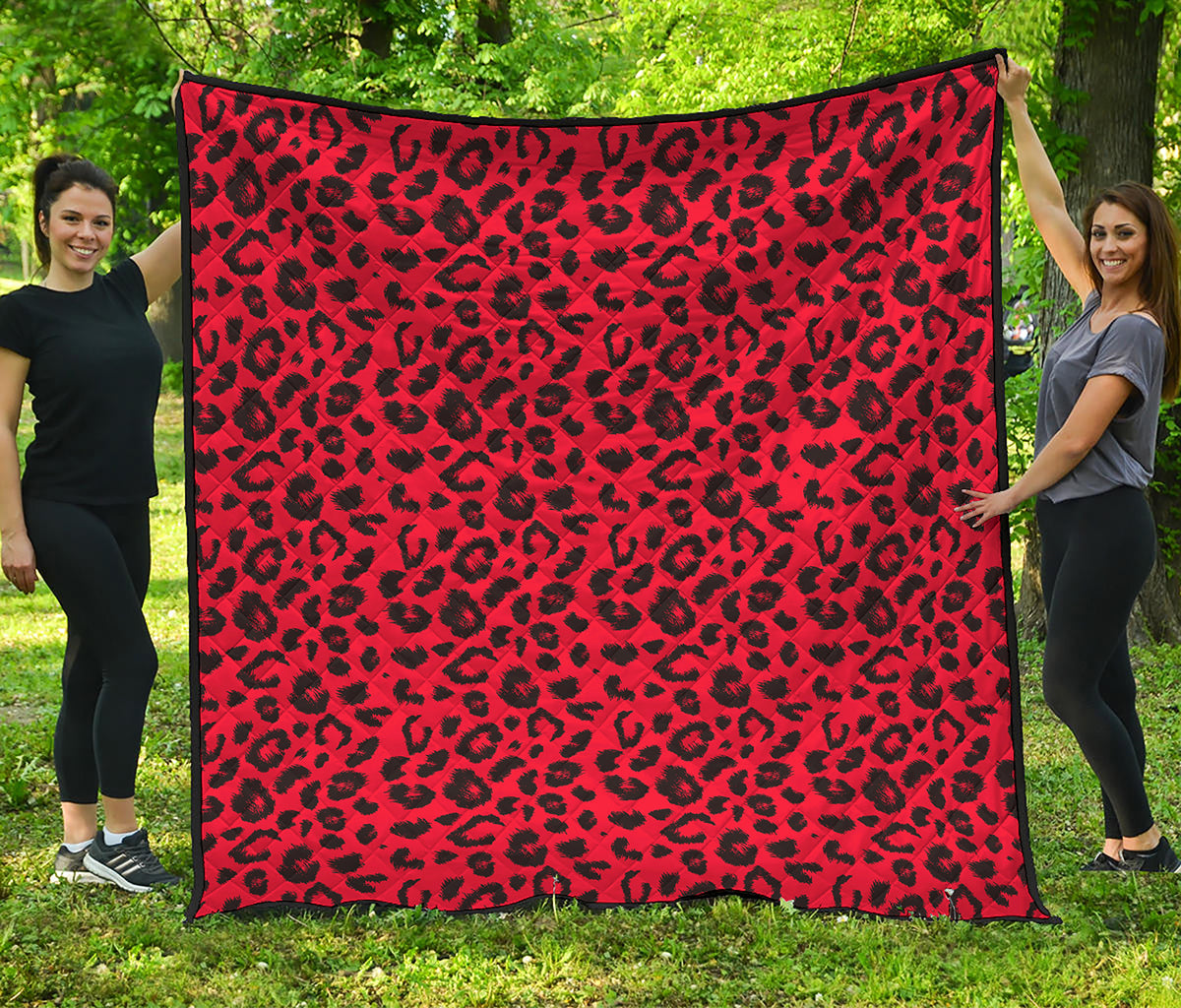 Red Leopard Print Quilt