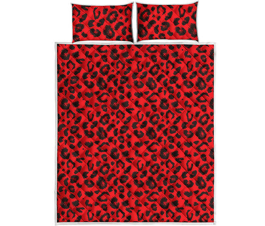 Red Leopard Print Quilt Bed Set