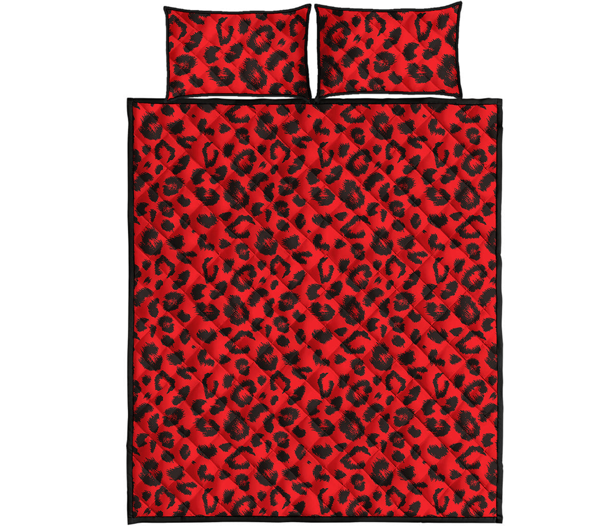 Red Leopard Print Quilt Bed Set