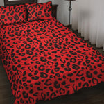 Red Leopard Print Quilt Bed Set