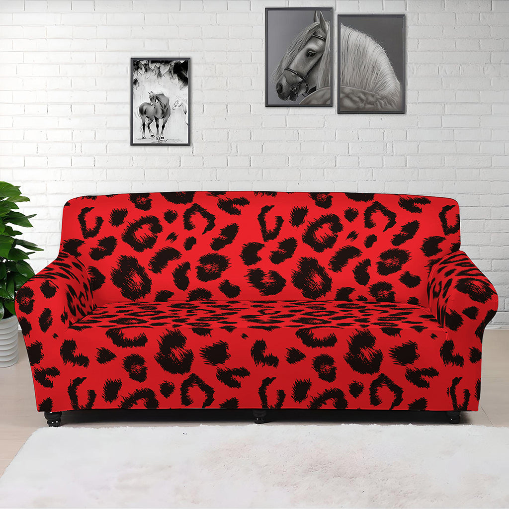 Red Leopard Print Sofa Cover
