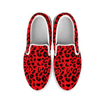 Red Leopard Print White Slip On Shoes