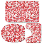Red Lollipop Candy Pattern Print 3 Piece Bath Mat Set