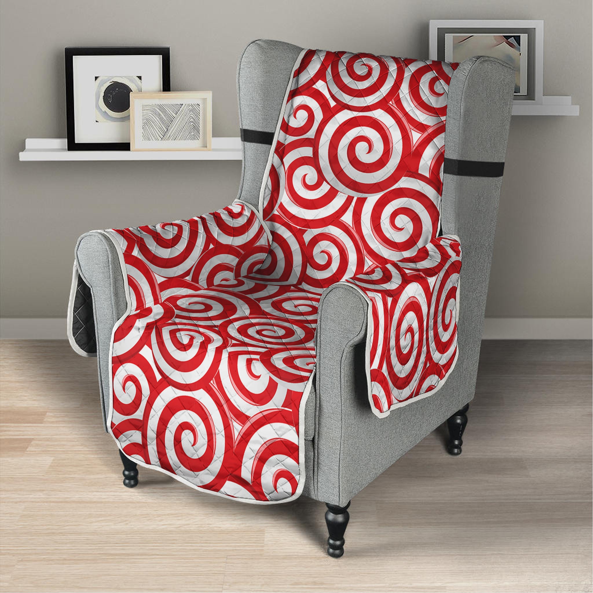 Red Lollipop Candy Pattern Print Armchair Protector