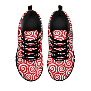 Red Lollipop Candy Pattern Print Black Sneakers