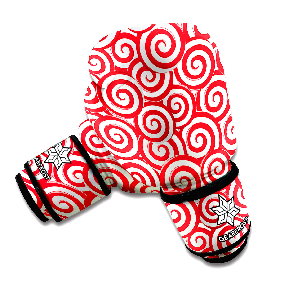 Red Lollipop Candy Pattern Print Boxing Gloves