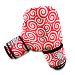 Red Lollipop Candy Pattern Print Boxing Gloves