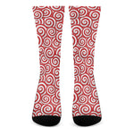 Red Lollipop Candy Pattern Print Crew Socks